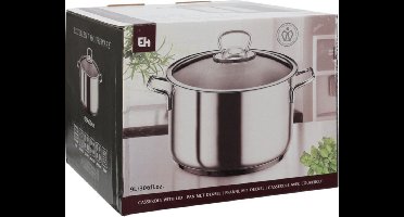 Excellent Houseware Kookpan/Soeppan met deksel - RVS/glas - 9L - D24 x H20 cm - alle warmtebronnen