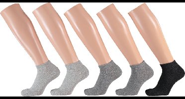 Apollo - Kinder Sneakersokken - Grijs - 5-Pak - Maat 27/30 - Sneakersokken kinderen - Kindersokken