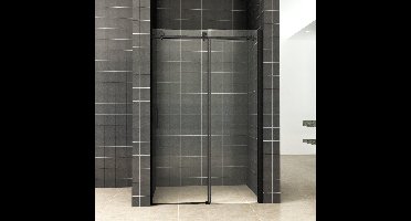 Sanifun schuifbare nisdeur 2-d. mat-zwart 1400x2000 chr.8mm NANO