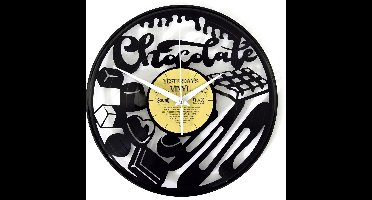 Retro Klok gemaakt van een echte LP - Met geschenkverpakking - Chocolade