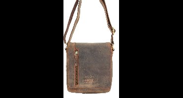 Hunters tas - Leren Schoudertas / crossbody tas / Nektas - Buffel Leer - Heren tas / Dames tas -  Bruin / dark tan