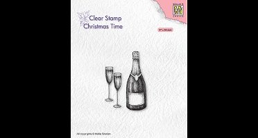 CT039 Clear stamp Nellie Snellen - kerst stempel - champagne glazen - feest - proosten - kerstmis