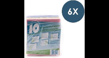 Cleany - Vaatdoekjes - verschillende kleuren - 6 x 10 stuks (60 doekjes)