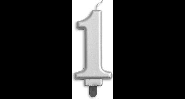Wefiesta Verjaardagskaars Cijfer 1 Wax 7,8 Cm Zilver