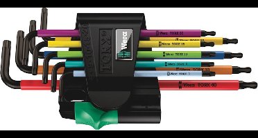 Wera multicolour stiftsleutelset met kogelkop - 9-delige - torx / torx tamper resistant - t8-t40