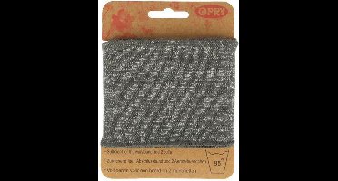 OPRY GRIJS METALLIC BOORD EN MANCHETTEN ELASTISCH 6,5CM - 1,1M