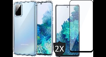Hoesje geschikt voor Samsung Galaxy S20 FE - 2x Screen Protector FullGuard - Back Cover Case ShockGuard Transparant & Screenprotector