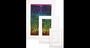Passepartout lijsten, A3,A4,A5, afm 17x23 + 25x34 + 35+48 cm, dikte 0,4 mm, 270 gr, wit, 75 stuk