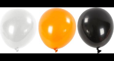Ballonnen, rond, d 23-26 cm, zwart, oranje, wit, 10 stuk/ 1 doos