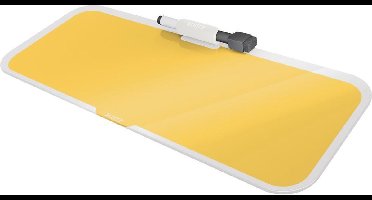 Leitz Cosy Glassboard Voor Bureau - Glazen Memobord Met Pennenhouder - Inclusief Minimarker Met Wisser - Warm Geel