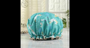 Eenhoorn Pony Mooie Dikke Douche Caps Cyaan Kleurrijke Dubbele Laag BadMuts Cover Volwassenen Waterdicht