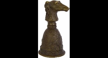 Tafelbel - Borzoi kop handgreep - brons - 9,8 cm hoog