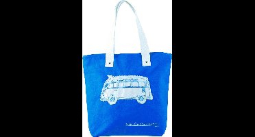 VW T1 Bus Canvas Boodschappentas - turquoise