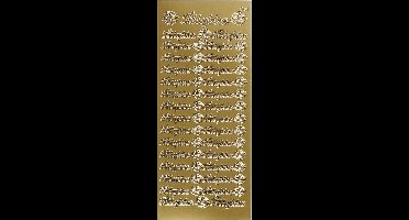 Stickers Goud - Gouden Tillykke Stickers - Zelfklevende Feestelijke Stickervellen - DIY Decoratie - Scrapbooking & Versiering - 10x23 cm