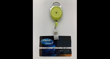 Gele Kunststof skipashouder / Yoyo met karabijnhaak