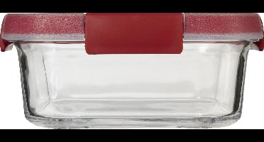 Curver Smart Cook Glazen Vershouddoos - Vierkant - 0,7L - Rood/Transparant