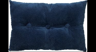Dutch Decor VALERIE - Sierkussen 40x60 cm - velvet - met knopen - Insignia Blue - donkerblauw - Inclusief binnenkussen - Luxe kussens voor woonkamer & bank