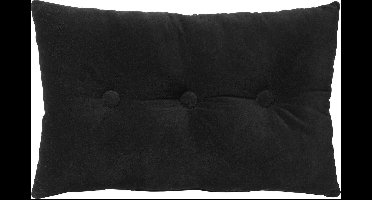 Dutch Decor VALERIE - Sierkussen 40x60 cm - velvet - met knopen - Raven - zwart - Inclusief binnenkussen - Luxe kussens voor woonkamer & bank