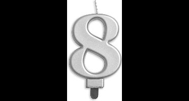 Wefiesta Verjaardagskaars Cijfer 8 Wax 7,8 Cm Zilver