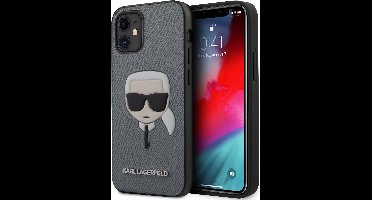 Zilver hoesje van Karl Lagerfeld - Backcover - iPhone 12 Mini - Saffiano