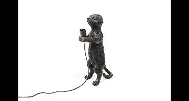 Housevitamin Stokstaartje Tafellamp - Polyresin 15x10x38cm - Zwart - Lamp - Design lamp