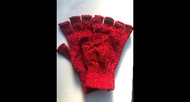 Vingerloze verkleed handschoenen voor volwassenen - bordo rood - Unisex - Gebreid - '80s / jaren 80 - Witte handschoen zonder vingers - Voor dames en heren