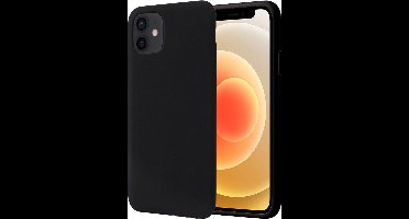 Hoesje geschikt voor iPhone 12 - Matte Back Cover Microvezel Siliconen Case Hoes Zwart