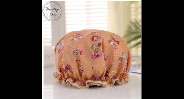 New Age Devi - Dikke 1 Stuks Douche muts - Shower Cap - Oranje met Poppetjes - Waterdicht - BadMuts - Dubbele Laag - Haar Cover - Haar Bedekking - Vrouwen DoucheCap - Badkamer Accesoire