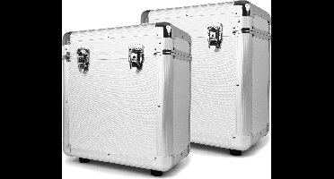 Platenkoffer - Set van 2 Power Dynamics RC80 platenkoffers voor 120 stuks 12 platen - Zilver
