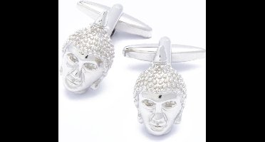 Manchetknopen - Buddhahoofd Zen Yoga Zilverkleurig