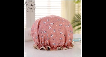 New Age Devi - Dikke 1 Stuks Douche muts - Shower Cap - Pink Bow - Pastel Roze - Waterdicht - BadMuts - Dubbele Laag - Haar Cover - Haar Bedekking - Vrouwen DoucheCap - Badkamer