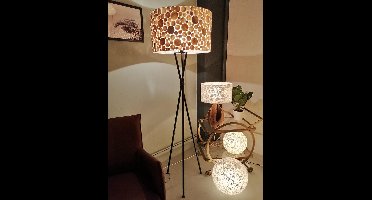 Staande lamp Decoratie handgemaakt schemerlamp Vloerlampen Design woonkamer slaapkamer Kodiak met kap coins gold capiz shell parelmoer schelp met metalen voet 172 cm
