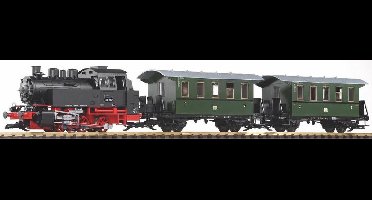 Piko G 37125 G startset stoomlocomotief BR 80 met 2 personenrijtuigen van de DR