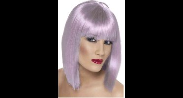 "Halflange paarse pruik voor dames - Verkleedpruik - One size"