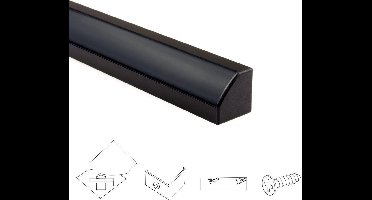 2 meter led strip hoekprofiel - Zwart - Slim line - Compleet incl. afdekkap