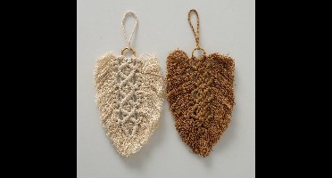 Decoratie kleed - Hanger - Ibiza - Hand made - 2 set - 25cm - Bruin - Créme