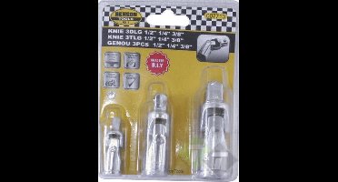 Kardan set, 3 delig, 1/4 duims, 3/8 duims, 1/2 duims adapters