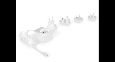 HQ-Power Compacte lader met micro-USB-aansluiting, met 4 reisstekkers, geschikt voor Australië, Europa UK en US, 5 V 2.5 A 12.5 W, zeer laag energieverbruik, compact ontwerp, ideaal voor onderweg, kabel 150 cm, wit