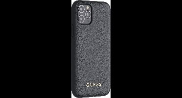 iPhone 11 Pro Backcase hoesje - Guess - Effen Zwart - Kunstleer