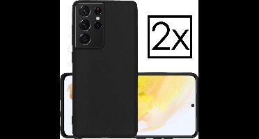 Hoesje - 2 Stuks - Geschikt voor Samsung Galaxy S21 Ultra - Sterk & Shockproof - Case Siliconen - Back Cover - Telefoon Hoes - Zwart