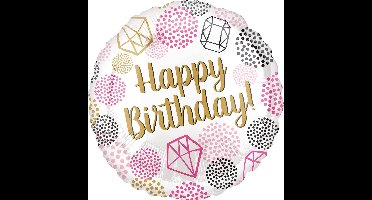 Amscan Folieballon Happy Birthday 43 Cm Wit/goud