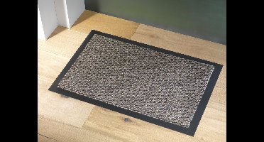 Wicotex - Deurmat - Schoonloopmat Faro - Afmeting 60x80cm Zwart - Beige