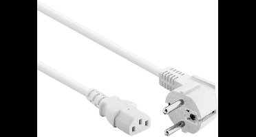 C13 (recht) - CEE 7/7 (haaks) stroomkabel | 3x 1,00mm | wit | 2,5 meter