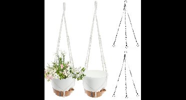 Boraboi® Set van 2 hangende plantenbakken met drainagegaten en zelfbewateringssysteem, Kunststof, Wit, 25,4 x 19 x 19 cm