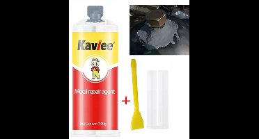 TLVX Super Sterke Metaal Reparatie Lijm 2-Componenten 100gr / Geschikt voor Metaal / Staal / Ijzer / Aluminium / RVS / Gietijzer / -40 °C tot +200 °C / Hittebestendige Metaallijm Inclusief Spatel