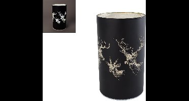 Sfeerverlichting LED Hert mat zwart glas decoratie 9x9x15cm.