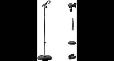 Unyqoos® Verstelbare microfoonstandaard met ronde basis voor studio en podium