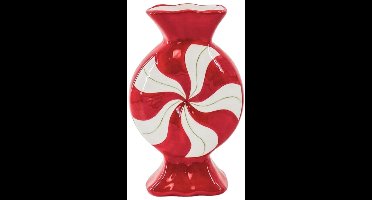 Housevitamin - Bloemenvaas- Toffee snoepje- Keramiek- Rood/Wit- 12x6,5x20cm