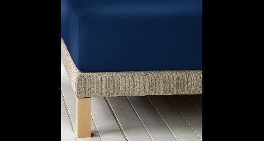 De Witte Lietaer Hoeslaken Laurence Blue Indigo - 180 x 200/220 x h 30 - Katoen Flanel