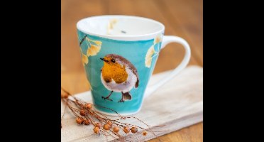 CJ Wildlife - Roodborst mok - Getekend door Myrte - 310ml - Keramiek - Vaatwasser bestendig